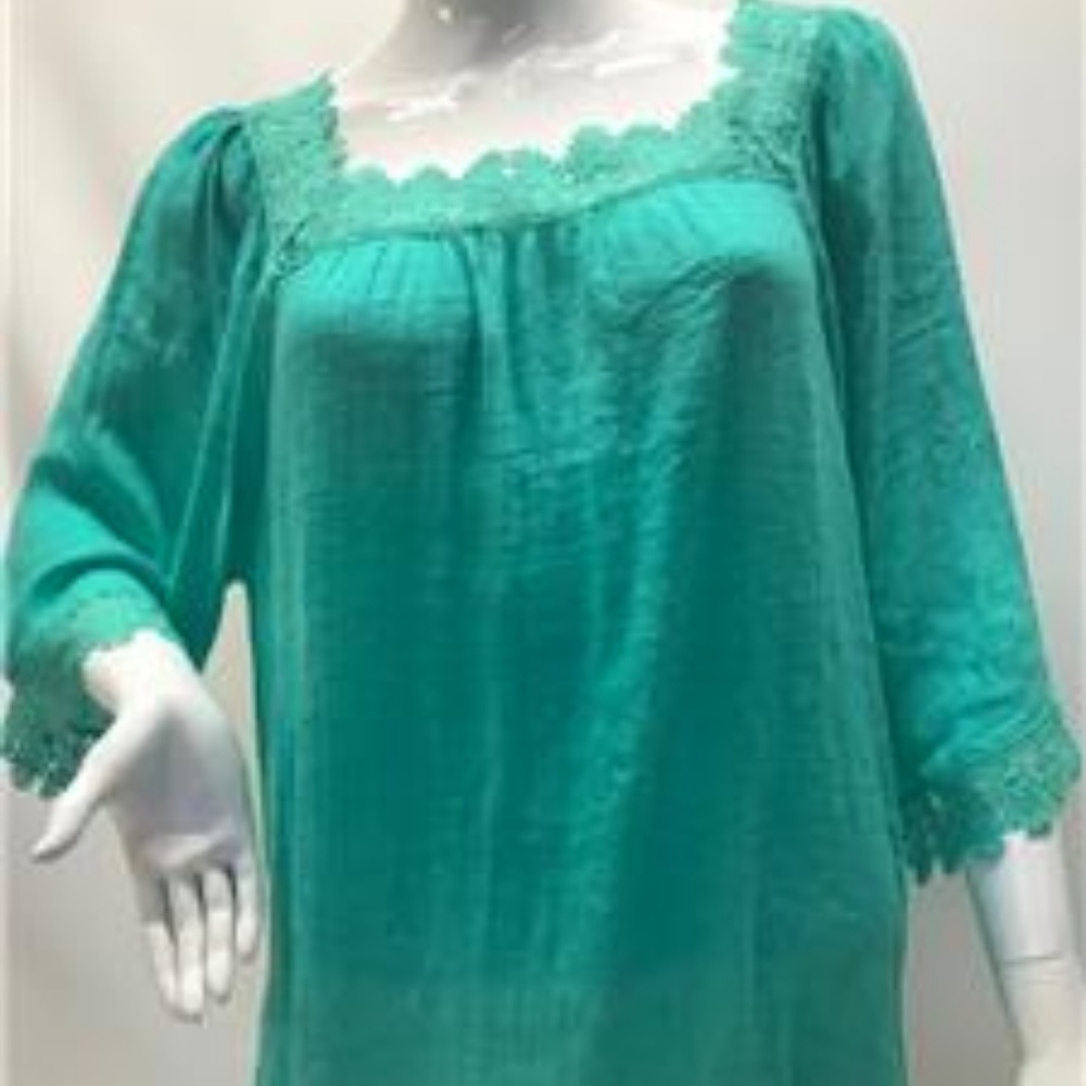 Zac & Rachel Turquoise Green Square Neck Tunic